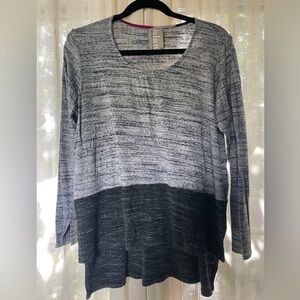 Dolan Heathered Gray and Charcoal Long Sleeve Top